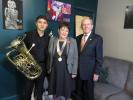 Daniel Lavacchielli, Aireborough Rotary President Janet Appleton and frank Renton